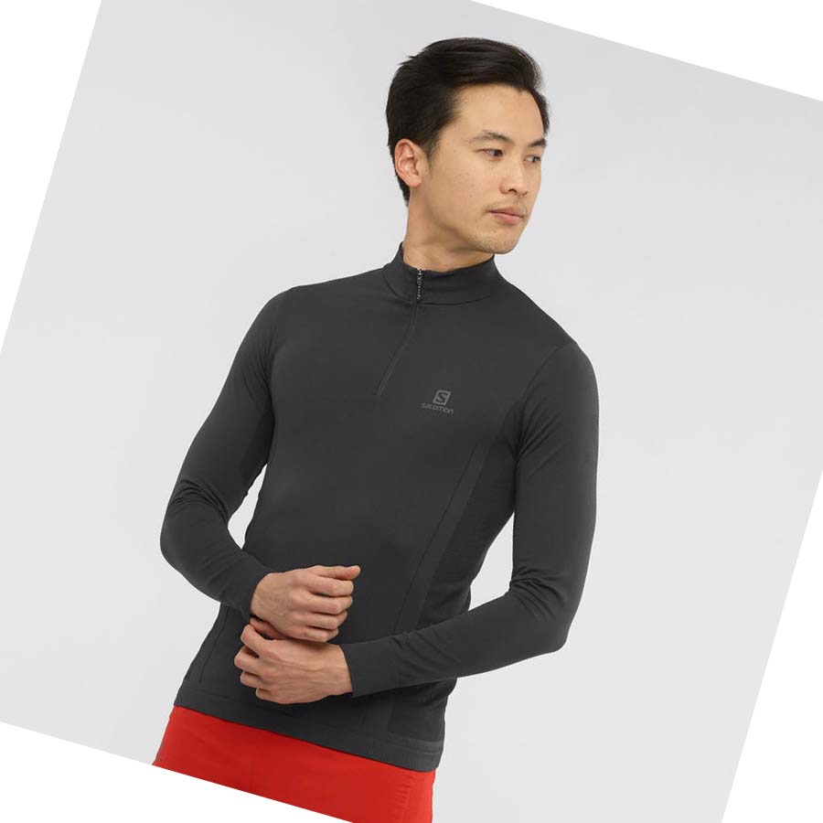 Salomon ESSENTIAL SEAMLESS Erkek Kapüşonlu Sweatshirt Siyah | TR 3218LIS